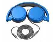Słuchawki Przewodowe Niebieskie Z Mikrofonem Jack 3.5mm MusicSound