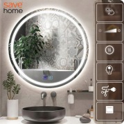 LUSTRO ŁAZIENKOWE LED 80 CM OKRĄGŁE PODŚWIETLANE DOTYKOWE ANTI FOG 3 BARWY