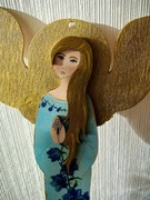 Anioł drewniany wiszący - 30 cm