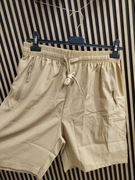 Męskie szorty sportowe beżowe M – lekkie, kieszenie na zamek