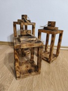 Zestaw 3 latarni drewnianych 