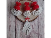 Zestaw ozdób świątecznych z makramy 