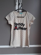 T-shirt koszulka z krótkim rękawem XS/S Teddy Bear beżowy z cyrkoniami