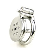 Mały Stalowy płaski pas cnoty Chastity Cage  Dilator oring 45mm