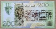 Banknot kolekcjonerski PWPW, bon "Zamek w Malborku", "200", folder