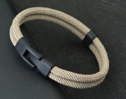 Piękna Bransoletka dla mężczyzn. Styl Etniczny. Wełna. Beż. Khaki. Nowa.