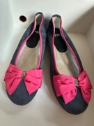 Apia Nowe baleriny R. 38 zamszowe granatowe z różowymi dodatkami