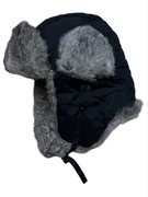 Czapka zimowa uszatka ocieplana czarna Miś retro Vintage