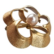 Broszka vintage z perłą, PRL, biżuteria sztuczna, stan bardzo dobry