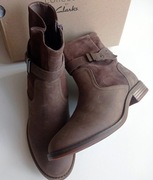 Skórzane botki trzewiki kozaki Clarks r. 38 brązowe