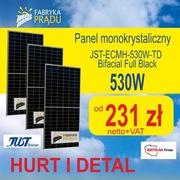 Panele fotowoltaiczne 530W Panel Full Black Bifacial Od ręki