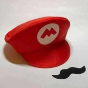 Czapka Mario Czerwona + Wąsy Bros. Nintendo Kostium Cosplay