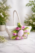 Koszyczek wielkanocny dekoracyjny kwadratowy– klasyczny, ręcznie zdobiony