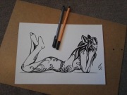 Rysunek: kobieta-kot - cienkopis, A4, 250g/m2