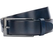 LINDENMANN City pasek męski niebieski skóra licowa nowy klamra czarna 115cm