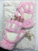 Rękawice mitenki łapy kota bez palców. Nowe różowe pudrowe 