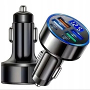 Ładowarka Samochodowa 6w1 USB-C PD QC 3.0 Szybka 3.1A LED 12-24V MOCNA