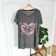 Koszula nocna L 40 piżama koszulka szara serca