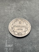 2 markkaa 1870 S Finlandia srebro