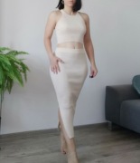 Dzianinowy top dzianinowa spódnica zestaw Varlesca