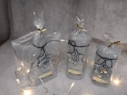 Świece bożonarodzeniowe Adpal zestaw szare welurowe dwa pieńki i anioł