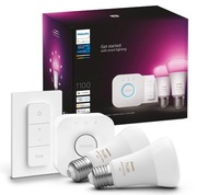 PHILIPS HUE zestaw startowy 2x E27 A60 9W RGB + mostek + switch