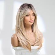 Peruka blond z grzywką jak naturalne