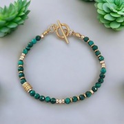 Bransoletka kamienie naturalne malachit hematyt stal 