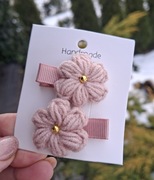 Mini spinki spineczki do włosów handmade 2 szt. szydełkowe kwiatki 