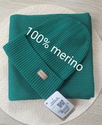 Damski zestaw szalik czapka 100% wełna merino extrafine, producent PL 
