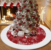 Elegancki dywanik pod choinkę z motywem śnieżynek - 100 cm