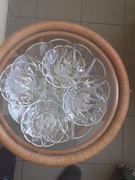 Talerz kryształ do ciast  lata 45-50  z talerzykami deserowymi Krasnoludki