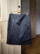 Szara spódnica ołówkowa midi, z rozporkiem i szlufkami, rozmiar M/38