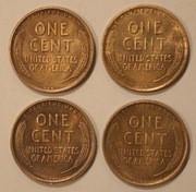 1 CENT 1909 V.D.B. USA - 4 SZTUKI - ŁADNE, RZADKIE