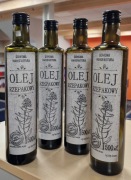 Domowy olej rzepakowy tłoczony na zimno własna olejarnia 500ml 