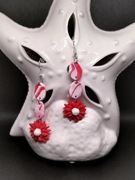 Kolczyki kwiat czerwień z gliny polimerowej 