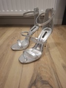 Vices srebrne sandały na szpilce buty na obcasie sandałki szpilki na lato