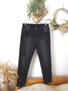 Czarne spodnie z koralikami wysoki stan rurki XL XXL