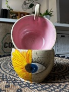 Filiżanka w słoneczniki i niebieską soczewkę | handmade | ceramika