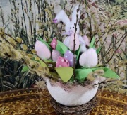 Wielkanoc,stroik, tulipany, jajo, zajączek