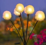 Lampka solarna ogrodowa wbijana mini dmuchawiec 6 LED - białe ciepłe 