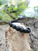 Bransoletka kamienie naturalne wulkaniczny lawa różaniec talizman czarna 