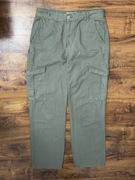 Spodnie cargo bojówki szare khaki bawełniane szerokie straight Bershka 38 M