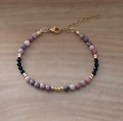 Bransoletka kamienie naturalne jaspis różowy turmalin sta hematyt l