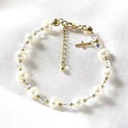 Różaniec bransoletka perły kryształy Swarovskiego