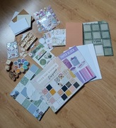 Scrapbooking papier, naklejki, wycięte elementy, tusze i pieczątki