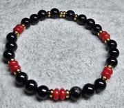 Bransoletka czarny turmalin z koralem
