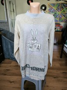 Rolofs sweter damski długi L Angora wełna jagnięca beżowy vintage Italy
