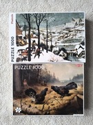 Puzzle"Myśliwi na śniegu" Bruegel, Piatnik, 1000, "Walczące głuszce" Tactic