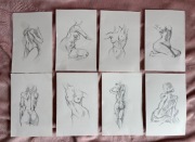Artystyczne rysunki aktu kobiecego – zestaw 8 prac A5